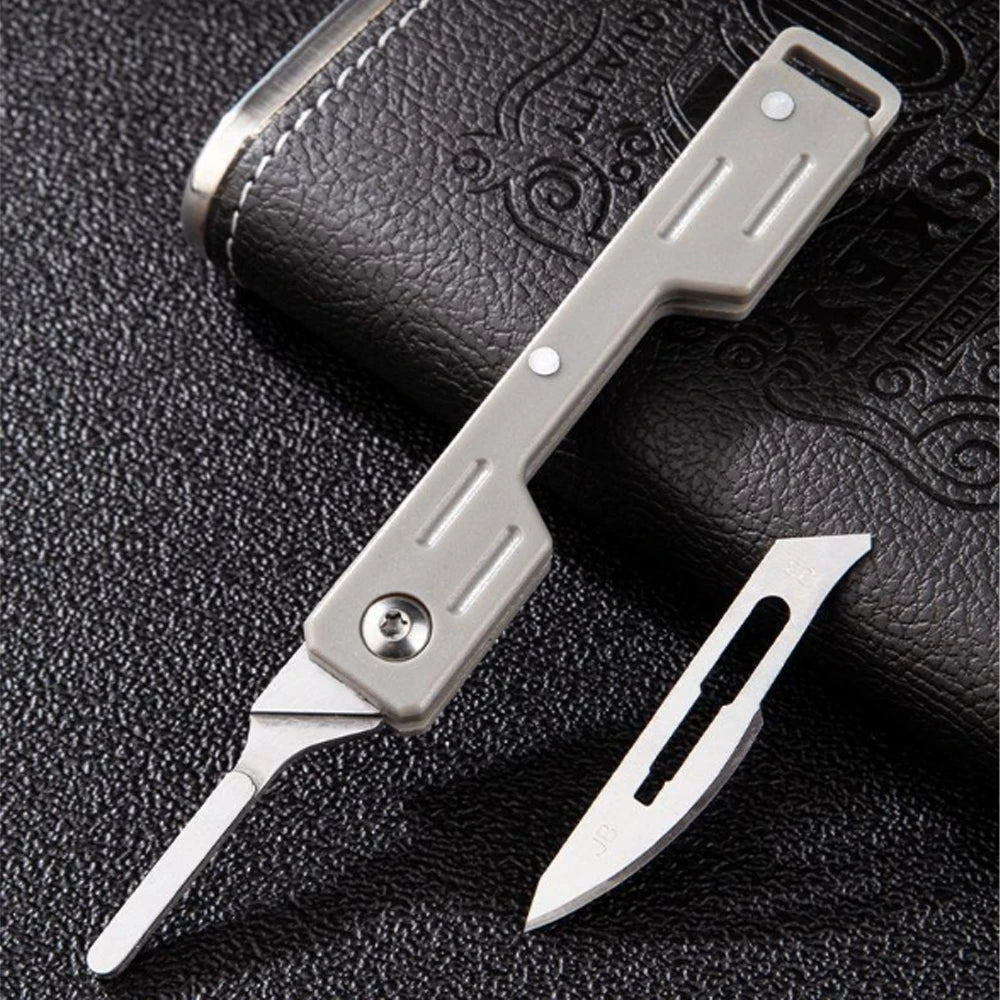 Mini Folding Surgical Knife, Stainless Steel Holder, Plastic Handle, Medical Outdoor Portable Unboxing EDC Knife
