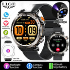 LIGE New Waterproof Smart Watch 600mAh Outdoor Riding Smart Clock Compass Heart Rate Flashlight Bluetooth Call Sports Smartwatch