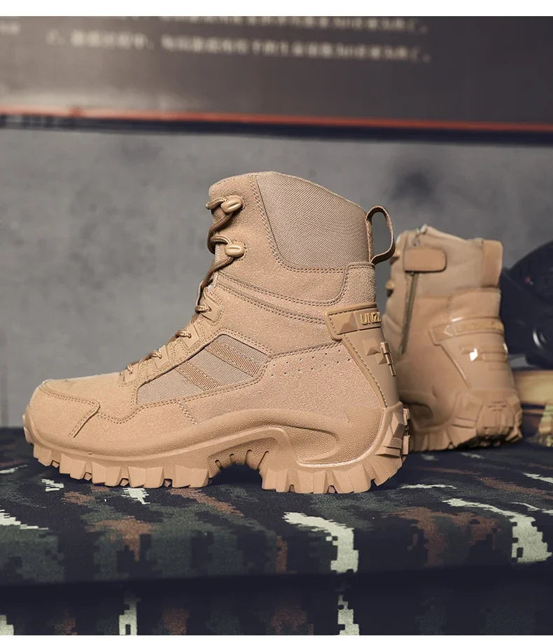 Men Climbing Shoes Tactical Boots Waterproof Military High Quality Motorcycle Hunting Hiking Shoes Breathable Army Boot Brand
