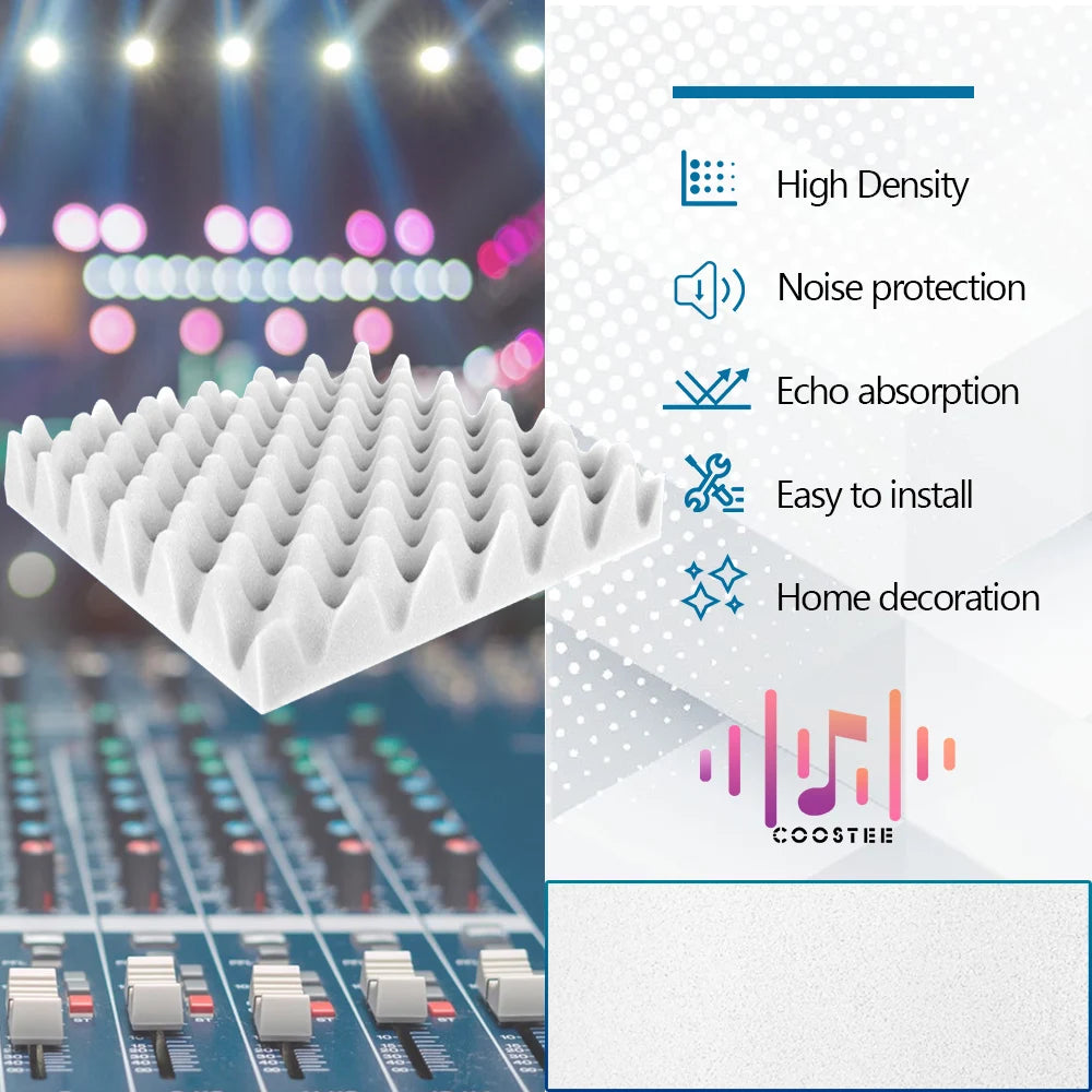 12 Pack Acoustic Wedge Foam Panels 2" x 12" x 12" Soundproofing Noise Cancelling