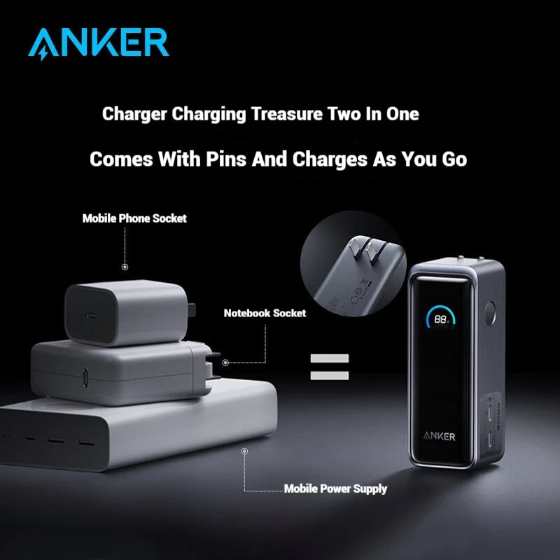 ANKER Prime 2-In-1 Power Bank 65W Portable Charger Fast Charging 9600mAh