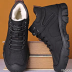 Men's Winter Velvet Thick Boots Outdoor High Top Snow boots Casual Waterproof Shoes New Lace Up Men Cotton Shoes Botas Zapatos ﻿