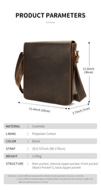 WESTAL Men Crazy Horse Leather Messenger Satchel Bag Large Capacity Leather Shoulder Bag Genuine Leather Crossbody Bag for Men