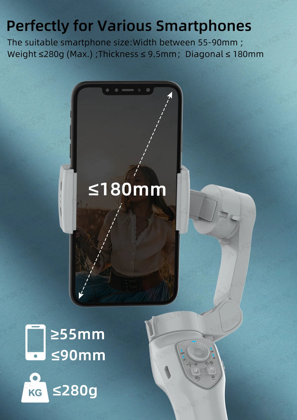 AXNEN AI Smartphone Gimbal 3-Axis Foldable Follow Focus Stabilizer with AI-Module Tripod Stand for Tiktok Vlog Video Photography