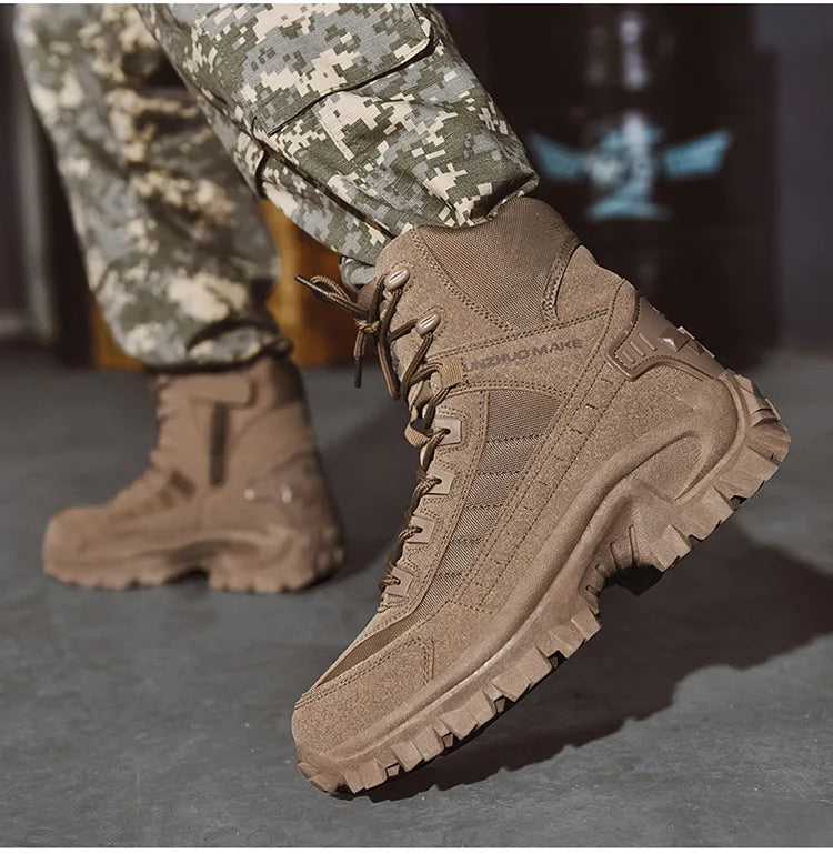 Men's Large Size Outdoor Training Camping Tactical Boots Anti-slip Wear-resistant Mountain Climbing Military Boots Breathable...