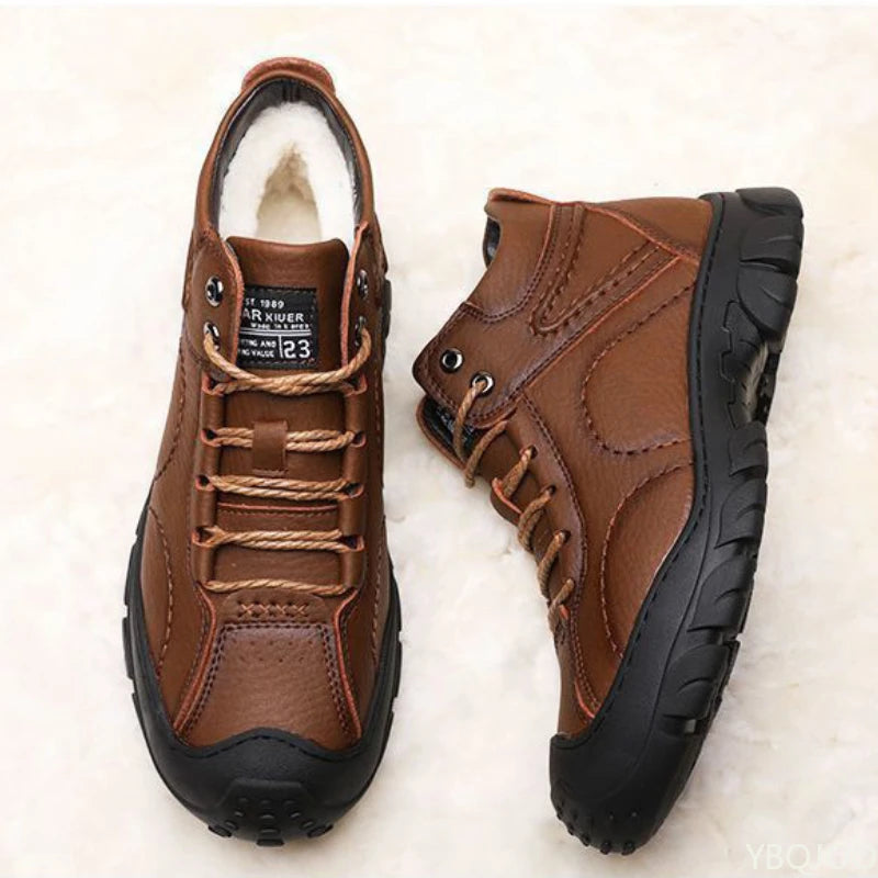 Men's Winter Velvet Thick Boots Outdoor High Top Snow boots Casual Waterproof Shoes New Lace Up Men Cotton Shoes Botas Zapatos ﻿