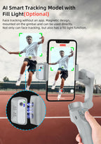 AXNEN AI Smartphone Gimbal 3-Axis Foldable Follow Focus Stabilizer with AI-Module Tripod Stand for Tiktok Vlog Video Photography