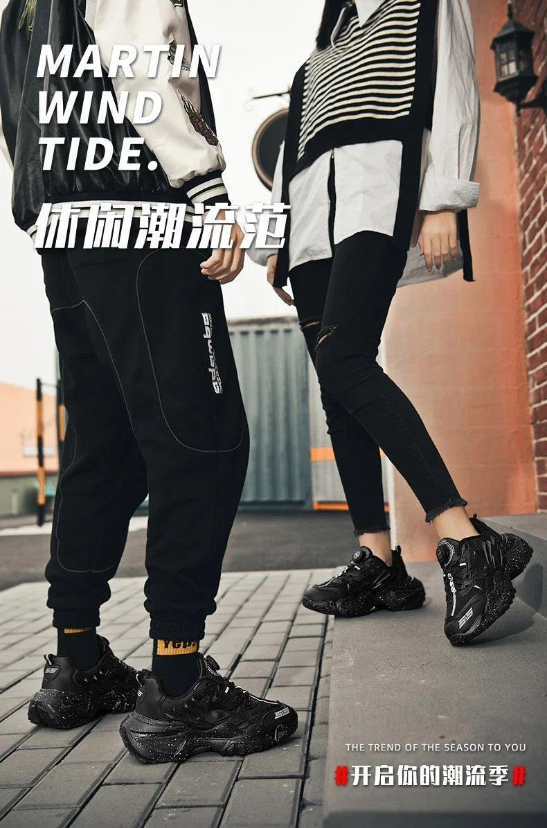 New Rotary Buckle Men's Trendy Sneakers Chunky Men Running Shoes Women Thick Bottom Jogging Footwear Couple Street Shoes