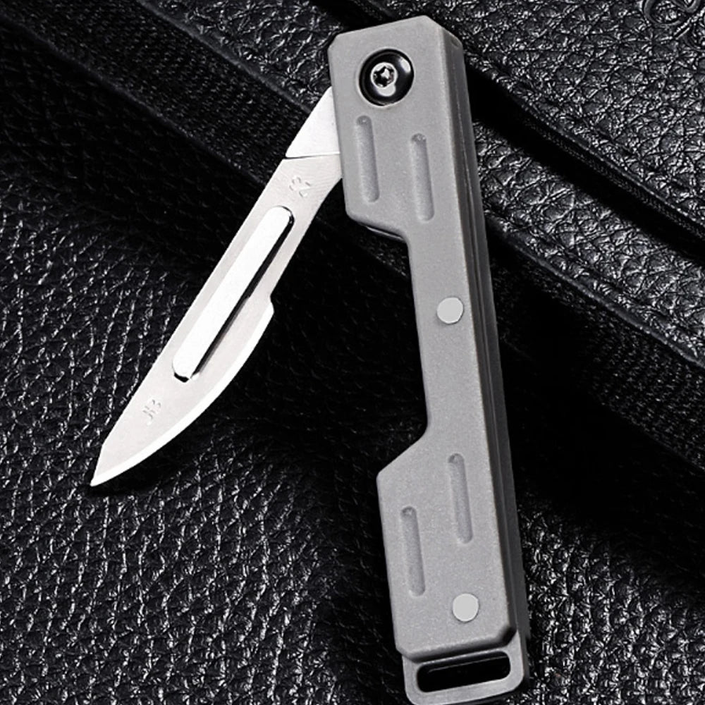 Mini Folding Surgical Knife, Stainless Steel Holder, Plastic Handle, Medical Outdoor Portable Unboxing EDC Knife