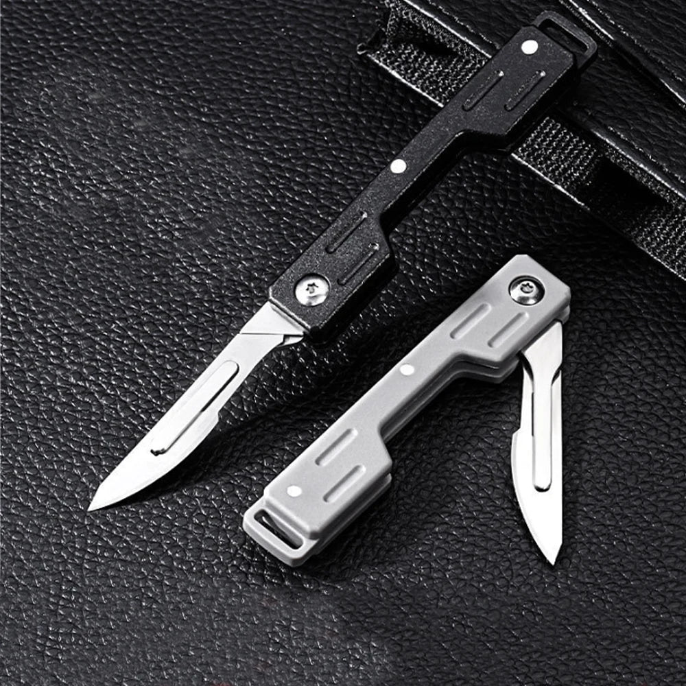 Mini Folding Surgical Knife, Stainless Steel Holder, Plastic Handle, Medical Outdoor Portable Unboxing EDC Knife
