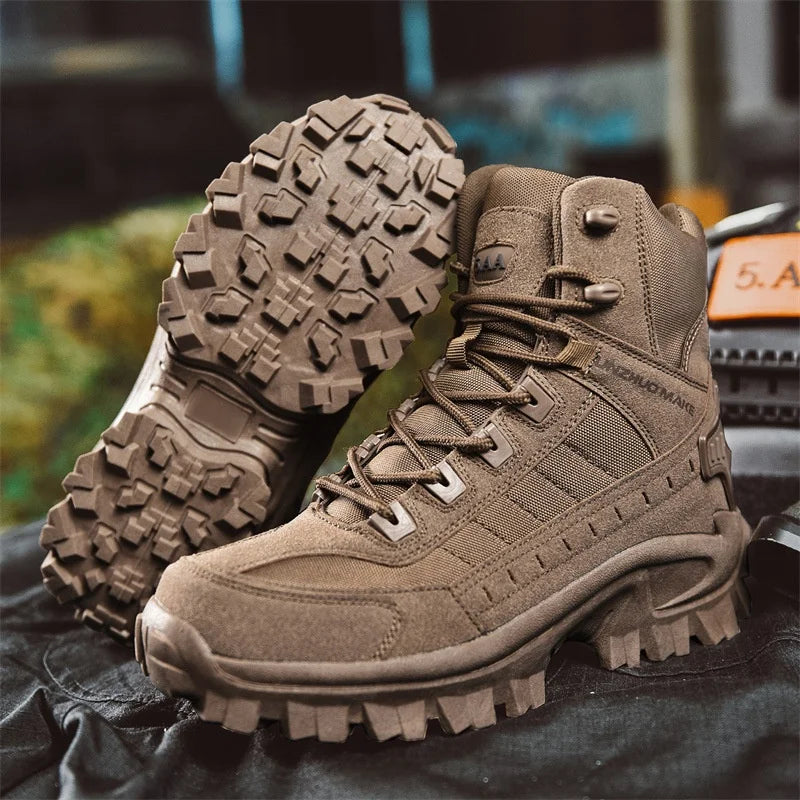 Men's Large Size Outdoor Training Camping Tactical Boots Anti-slip Wear-resistant Mountain Climbing Military Boots Breathable...