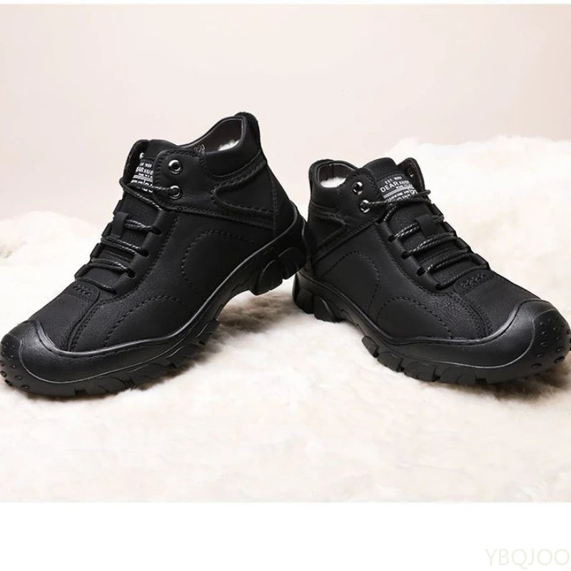 Men's Winter Velvet Thick Boots Outdoor High Top Snow boots Casual Waterproof Shoes New Lace Up Men Cotton Shoes Botas Zapatos ﻿