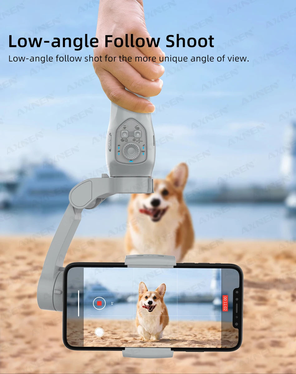 AXNEN AI Smartphone Gimbal 3-Axis Foldable Follow Focus Stabilizer with AI-Module Tripod Stand for Tiktok Vlog Video Photography