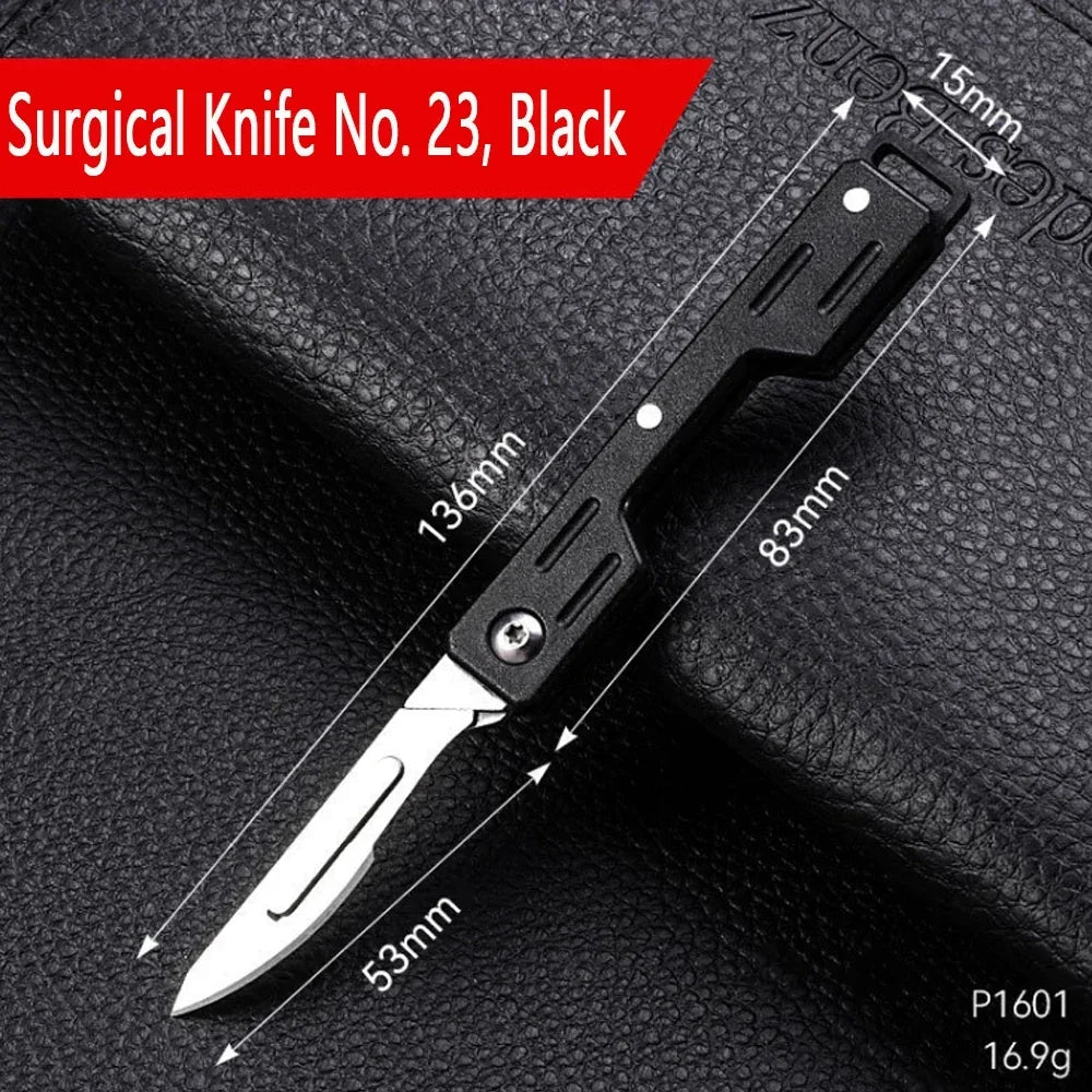 Mini Folding Surgical Knife, Stainless Steel Holder, Plastic Handle, Medical Outdoor Portable Unboxing EDC Knife