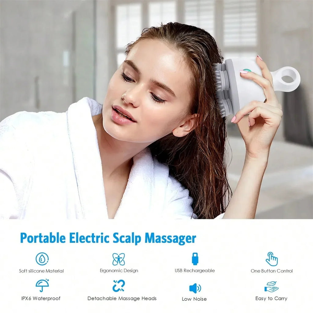 Electric Scalp Massager With Kneading And Massage Nodes