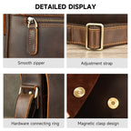 WESTAL Men Crazy Horse Leather Messenger Satchel Bag Large Capacity Leather Shoulder Bag Genuine Leather Crossbody Bag for Men