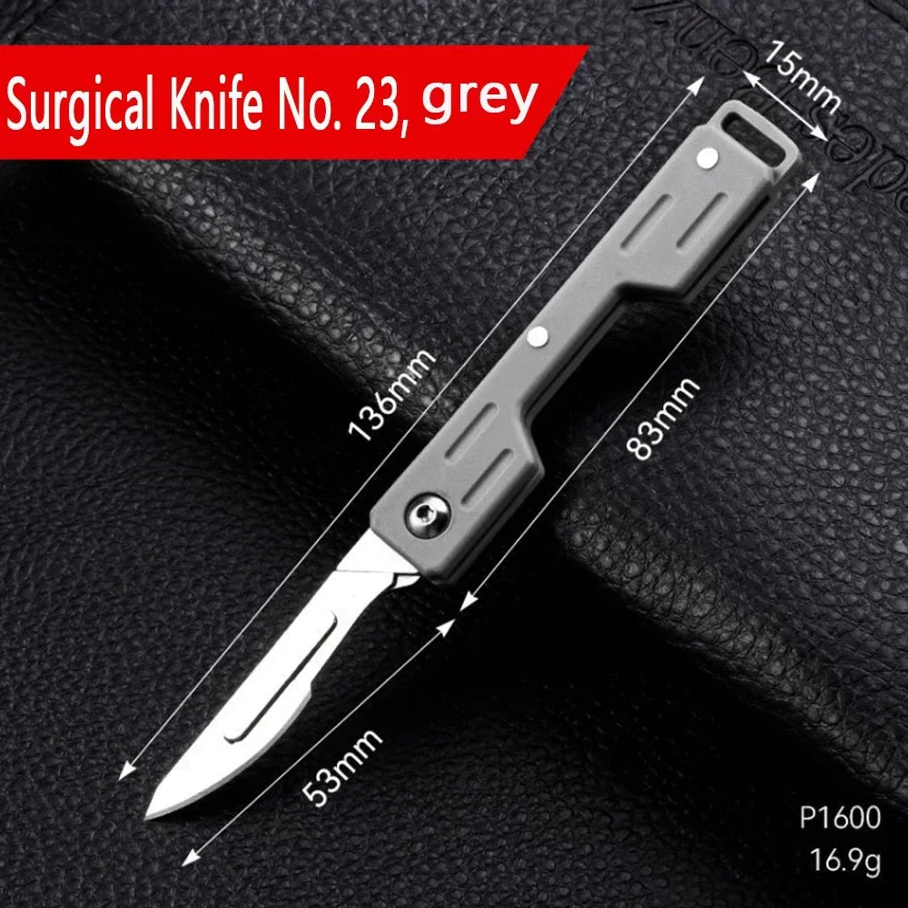 Mini Folding Surgical Knife, Stainless Steel Holder, Plastic Handle, Medical Outdoor Portable Unboxing EDC Knife