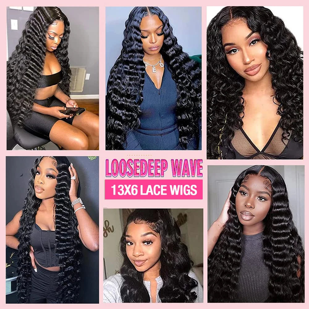 300 Density Loose Deep Wave 13x6 Hd Lace Front Human Hair Wig For Women Brazilian Curly Glueless Wigs On Clearance Sale 30 inch