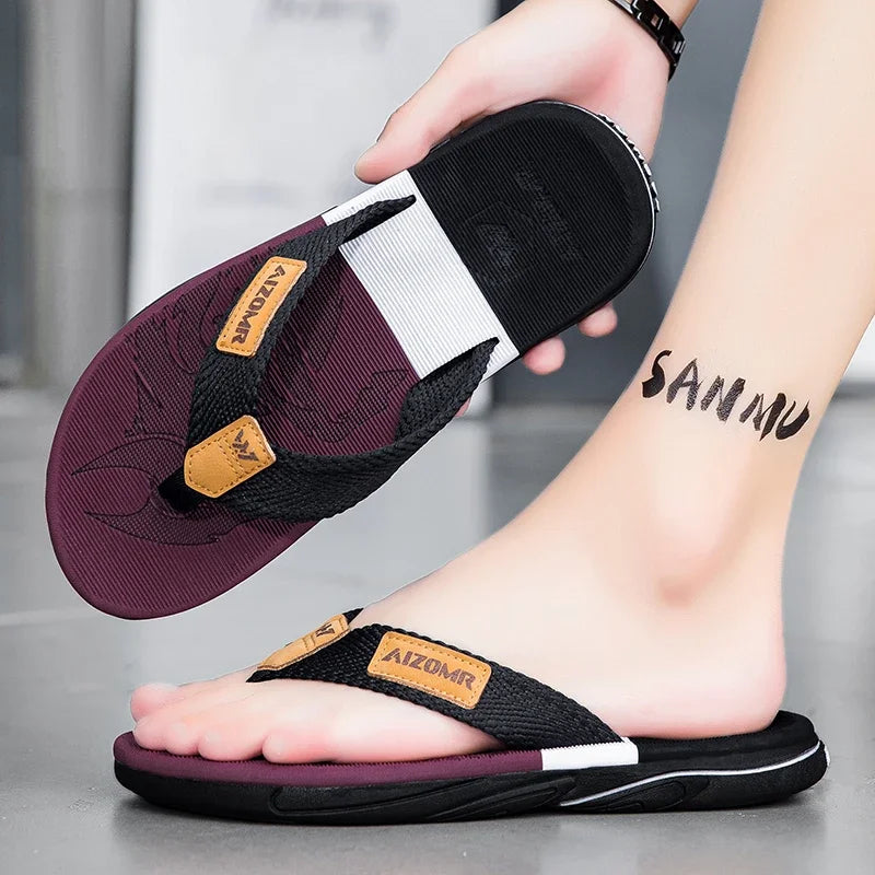 Men’s Striped EVA Flip-Flops: Summer Outdoor Sandals