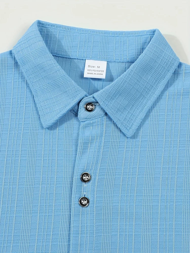 Men’s Textured Short-Sleeve Button-Up Shirt
