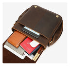 WESTAL Men Crazy Horse Leather Messenger Satchel Bag Large Capacity Leather Shoulder Bag Genuine Leather Crossbody Bag for Men