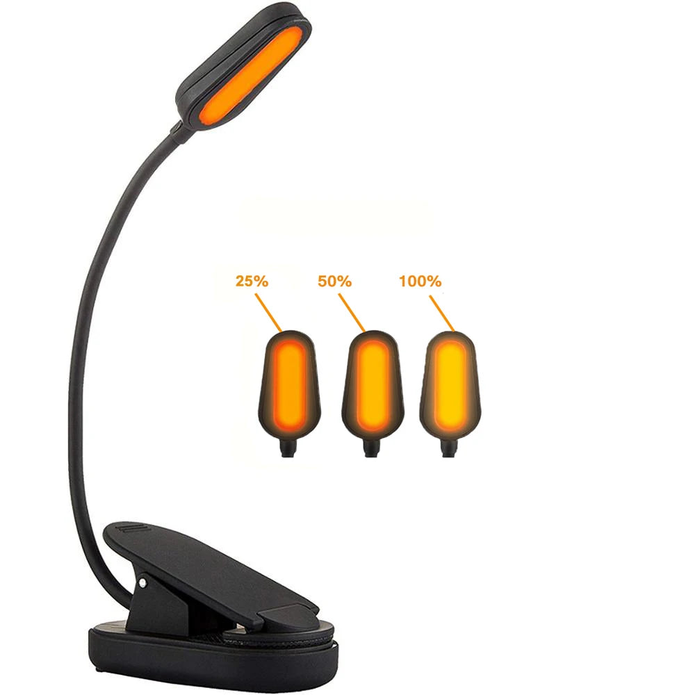 USB-C Rechargeable Clip-On Reading Light – Adjustable Brightness