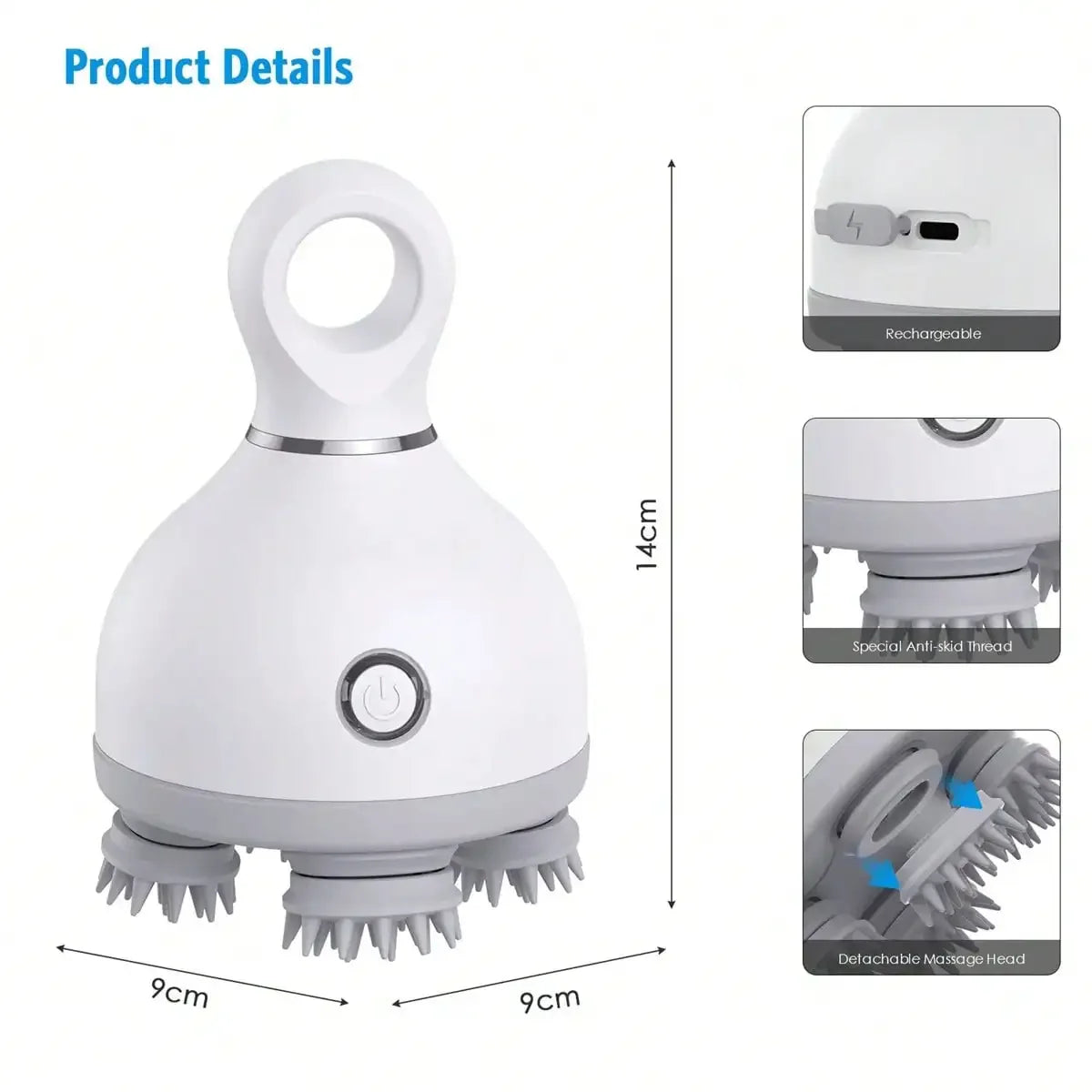 Electric Scalp Massager With Kneading And Massage Nodes