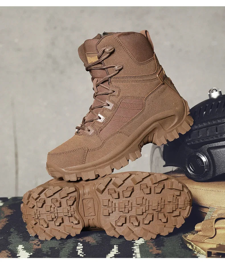 Large Size High Top Outdoor Tactical Boots for Men New Style Field Boots Anti Slip Flight Boots Mining Work Boots Shoes