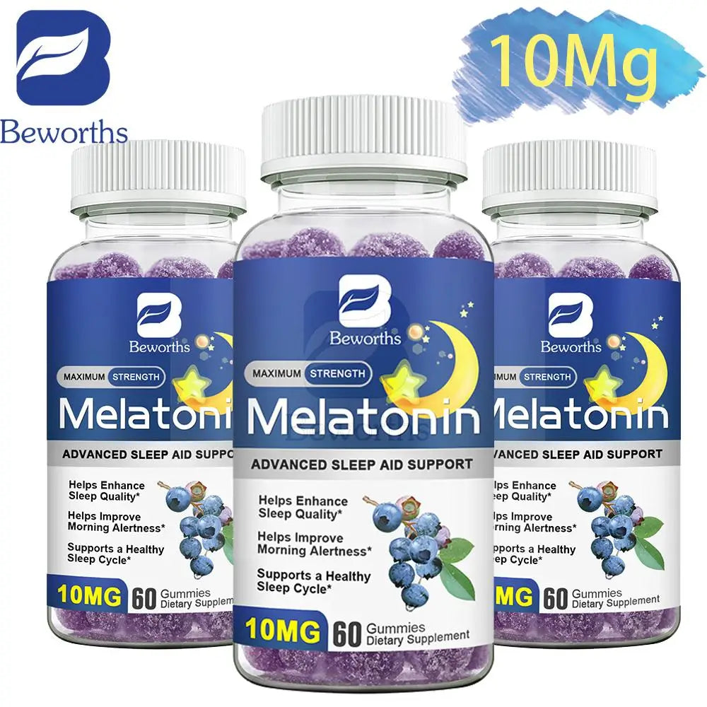 B BEWORTHS Blueberry Melatonin 10mg Gummies Sleeping Creative for Sleep Sleeping Pills Melatonin for Sleep Relaxing For Adult