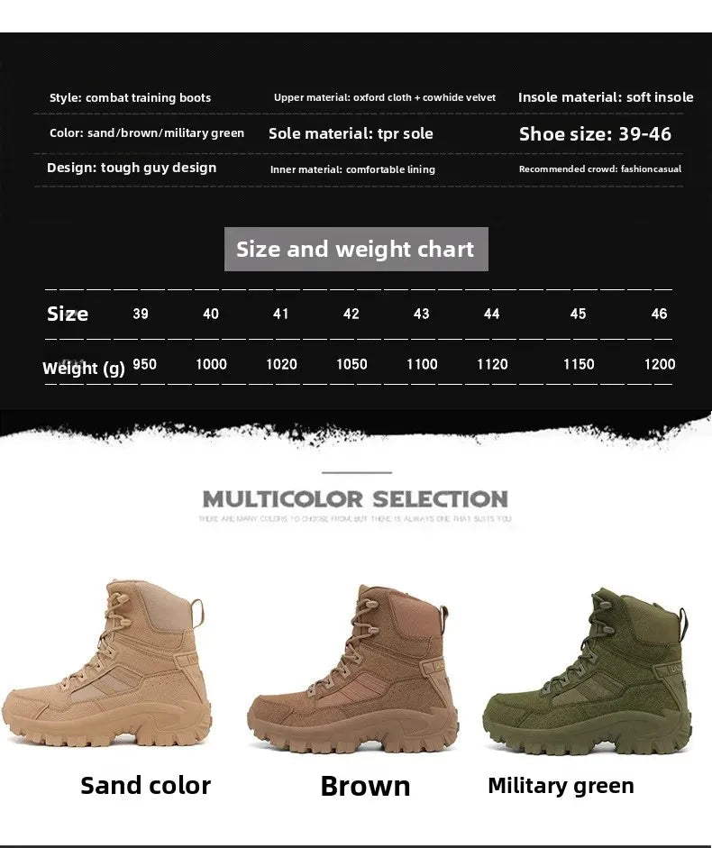 Large Size High Top Outdoor Tactical Boots for Men New Style Field Boots Anti Slip Flight Boots Mining Work Boots Shoes