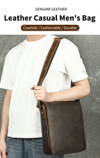 WESTAL Men Crazy Horse Leather Messenger Satchel Bag Large Capacity Leather Shoulder Bag Genuine Leather Crossbody Bag for Men