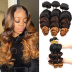 DreamDiana 10A Loose Wave Bundles with Closure Wet and Wavy Brazilian Ocean wave 100% Human Hair 3 Bundles with 4x4 Lace Closure