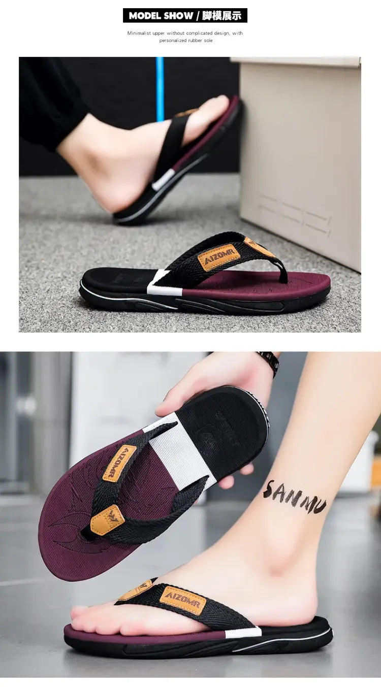 Men’s Striped EVA Flip-Flops: Summer Outdoor Sandals