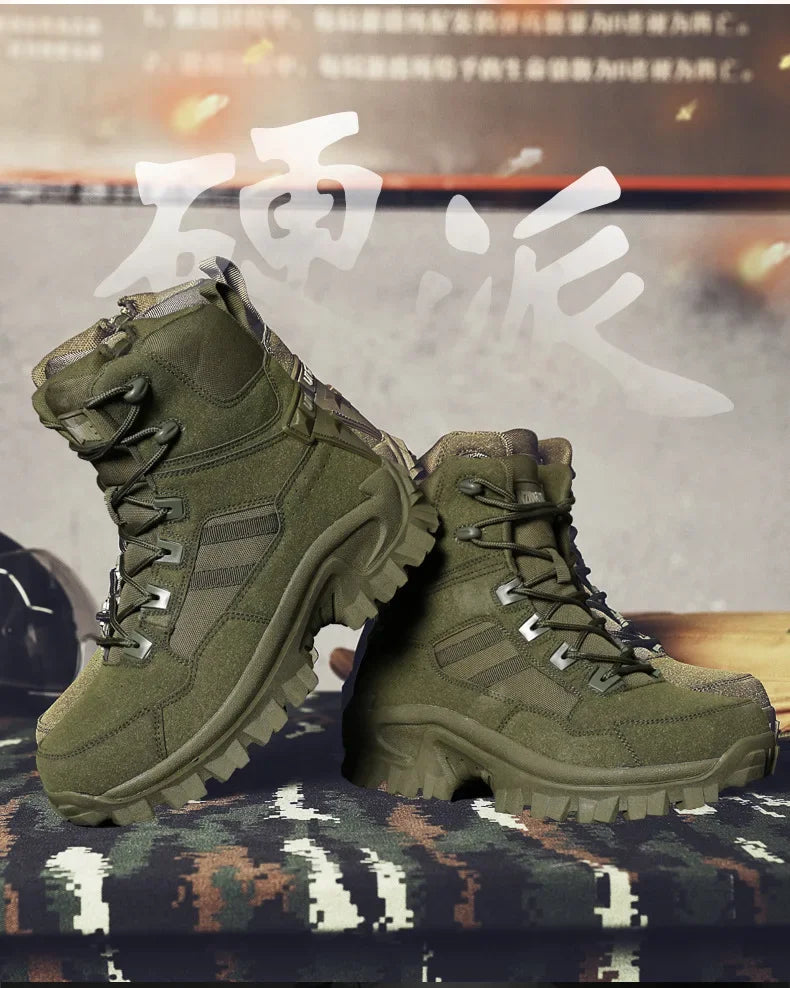 Large Size High Top Outdoor Tactical Boots for Men New Style Field Boots Anti Slip Flight Boots Mining Work Boots Shoes
