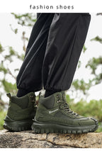 Plus Size Autumn/Winter Men's High-Top Boots - Non-Slip Thick-Soled Hiking & Work Boots
