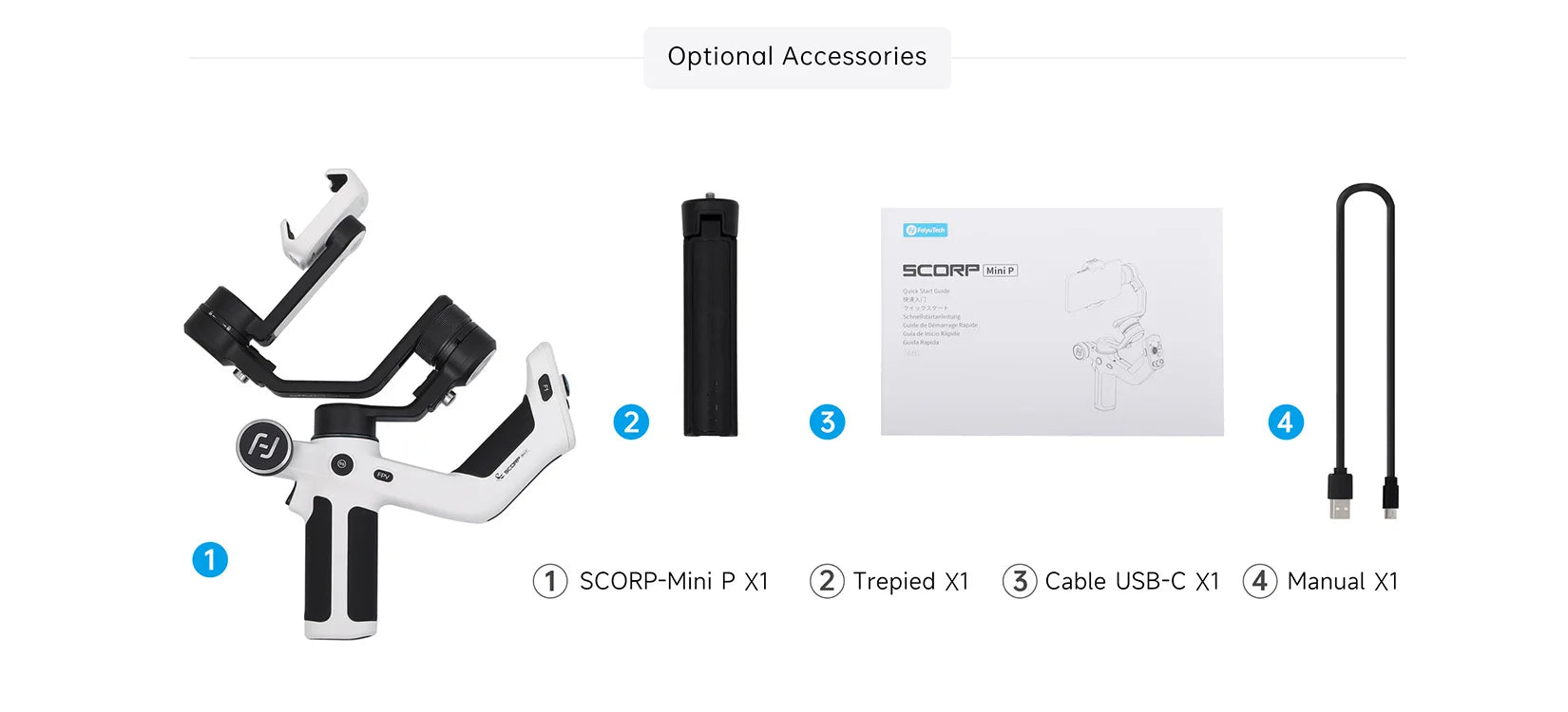 FeiyuTech Scorp Mini-P Kit 3 Axis Smartphone Gimbal, AI Tracker, Fill Light, for iPhone 16 Pro Max and Android Stabilizer