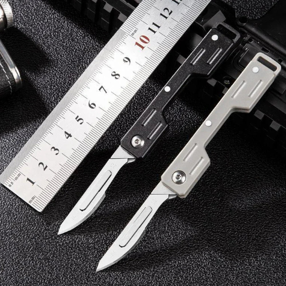 Mini Folding Surgical Knife, Stainless Steel Holder, Plastic Handle, Medical Outdoor Portable Unboxing EDC Knife