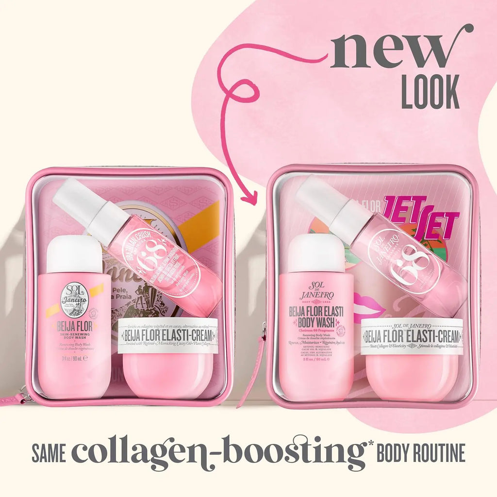 SOL DE JANEIRO Jet Set Travel Kit, Bum Bum Cream Scented Body Wash & Shower Gel, Vacation Essentials