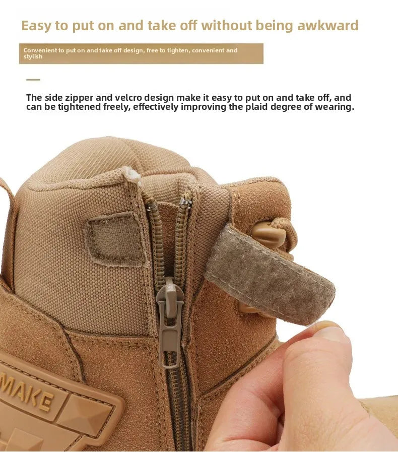 Large Size High Top Outdoor Tactical Boots for Men New Style Field Boots Anti Slip Flight Boots Mining Work Boots Shoes