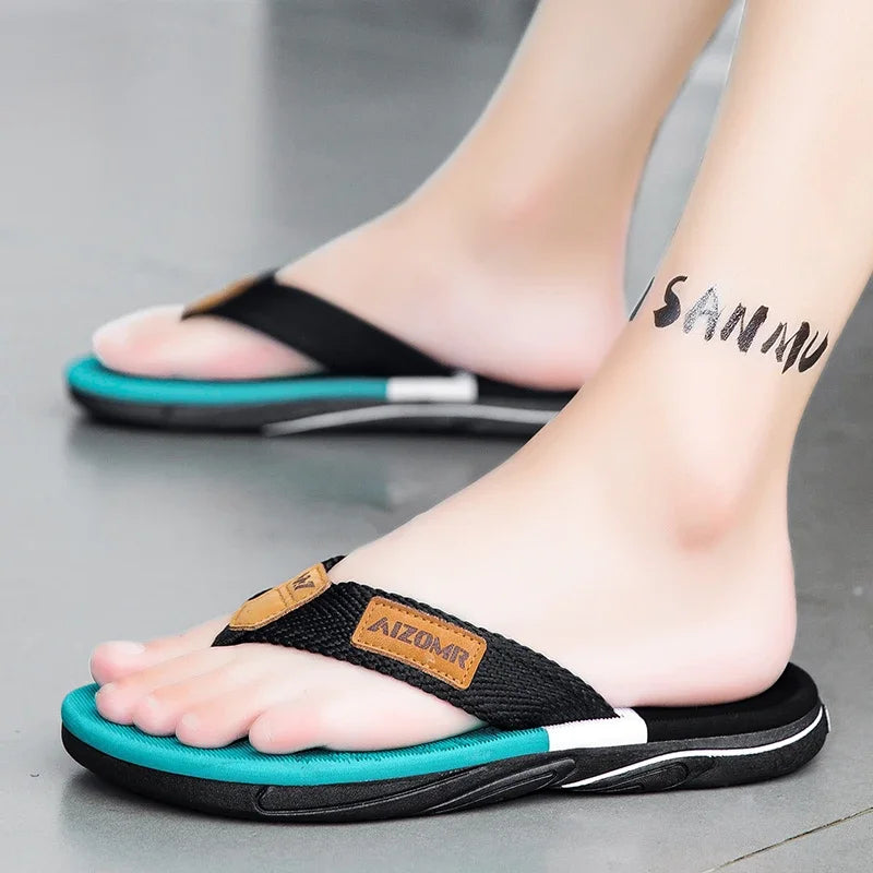 Men’s Striped EVA Flip-Flops: Summer Outdoor Sandals