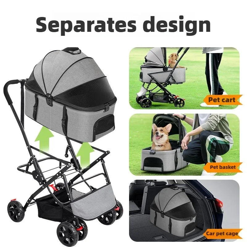 Lightweight Foldable Medium-sized Dog Outdoors Pet Stroller