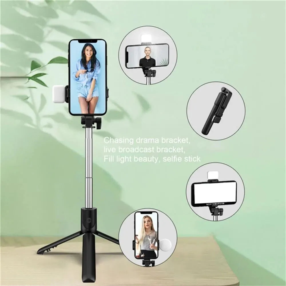 Bluetooth Selfie Stick Tripod with Remote & LED Light