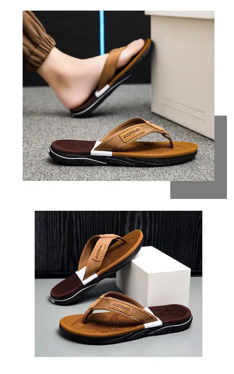 Men’s Striped EVA Flip-Flops: Summer Outdoor Sandals