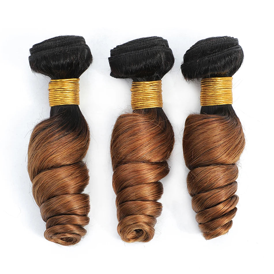 DreamDiana 10A Loose Wave Bundles with Closure Wet and Wavy Brazilian Ocean wave 100% Human Hair 3 Bundles with 4x4 Lace Closure