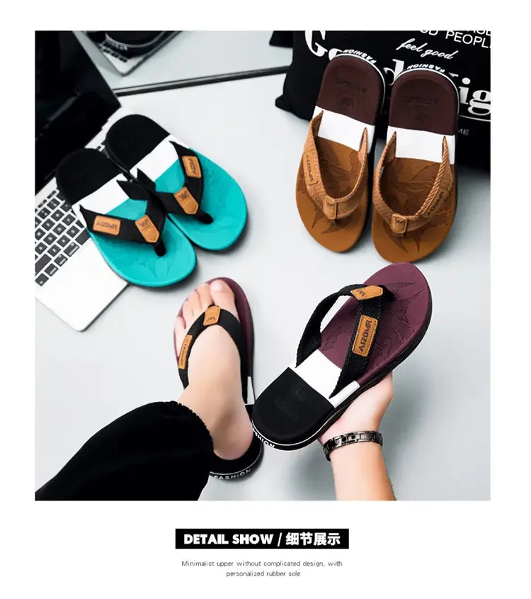 Men’s Striped EVA Flip-Flops: Summer Outdoor Sandals