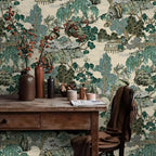 Japanese Garden Mural Traditional Asian Landscape Peel and Stick Wallpaper