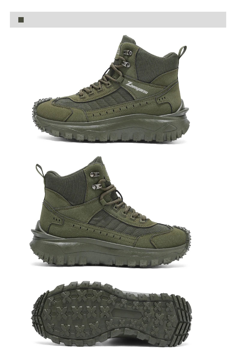 Plus Size Autumn/Winter Men's High-Top Boots - Non-Slip Thick-Soled Hiking & Work Boots