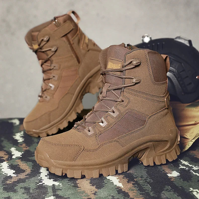 Large Size High Top Outdoor Tactical Boots for Men New Style Field Boots Anti Slip Flight Boots Mining Work Boots Shoes