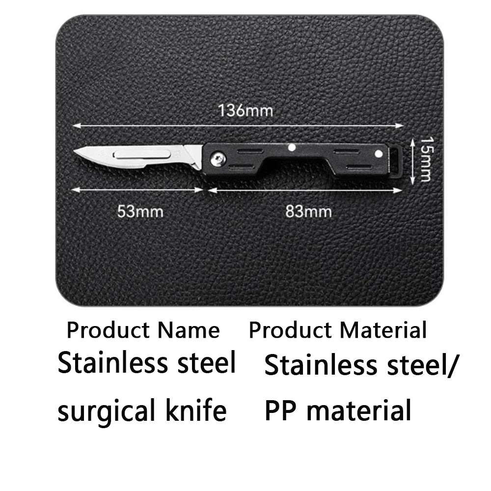 Mini Folding Surgical Knife, Stainless Steel Holder, Plastic Handle, Medical Outdoor Portable Unboxing EDC Knife