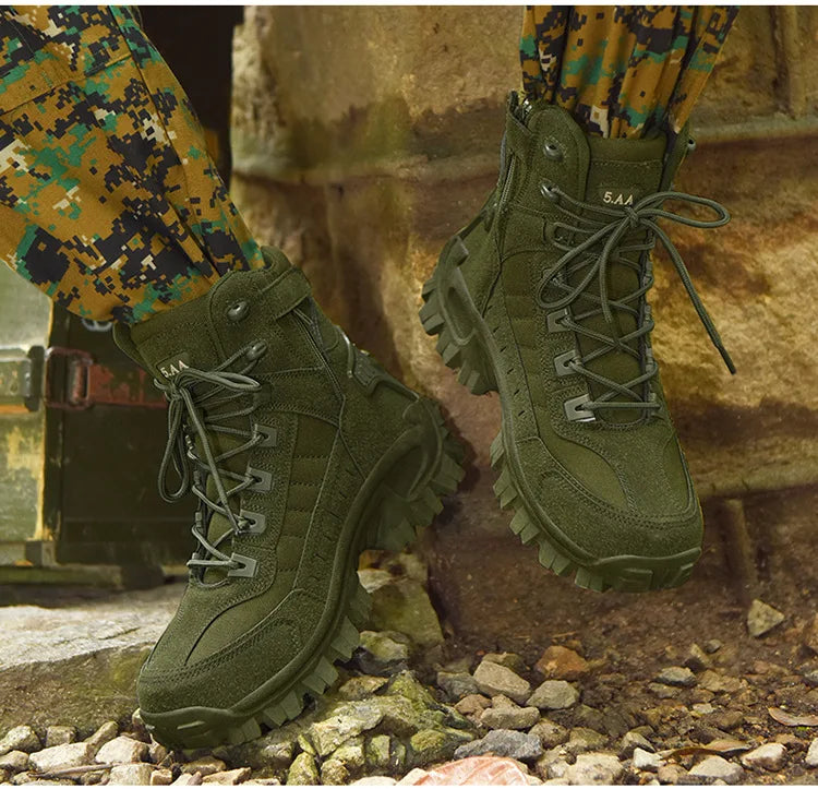 Men's Large Size Outdoor Training Camping Tactical Boots Anti-slip Wear-resistant Mountain Climbing Military Boots Breathable...